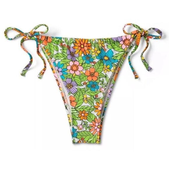 Wild Fable Multi Floral Side-Tie Ultra High Leg Cheeky Bikini Swim Bottom - Picture 2 of 7